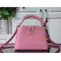 Louis Vuitton LV Women Capucines Mini Handbag Pink Crocodilien Brillant Savoir Faire (6)