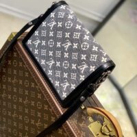 Louis Vuitton LV Women Dauphine MM Handbag Gray Denim Textile Jacquard (3)