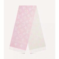 Louis Vuitton LV Women Essential Scarf Pink Wool Jacquard Weave Monogram Pattern (10)