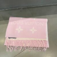 Louis Vuitton LV Women Essential Scarf Pink Wool Jacquard Weave Monogram Pattern (10)