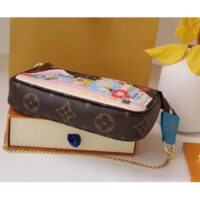 Louis Vuitton LV Women Mini Pochette Accessoires Blue Monogram Coated Canvas (9)