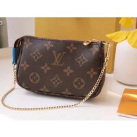 Louis Vuitton LV Women Mini Pochette Accessoires Blue Monogram Coated Canvas (9)