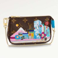 Louis Vuitton LV Women Mini Pochette Accessoires Blue Monogram Coated Canvas (9)