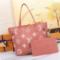 Louis Vuitton LV Women Neverfull MM Tote Cream Monogram Coated Canvas Cowhide Leather (8)