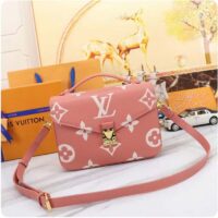 Louis Vuitton LV Women Pochette Métis Handbag Trianon Pink Cream Embossed Grained Cowhide (2)