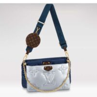 Louis Vuitton Unisex LV Maxi Multi-Pochette Accessoires Navy Blue Silver Recycled Nylon Econyl (2)