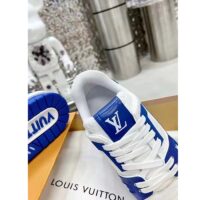 Louis Vuitton Unisex LV Trainer Sneaker Blue Mini Monogram Embossed Calf Leather (4)