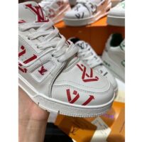 Louis Vuitton Unisex LV Trainer Sneaker Red Mix Sustainable Materials Monogram Flowers (11)