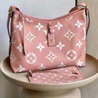 Louis Vuitton Women LV CarryAll PM Handbag Pink Embossed Supple Grained Cowhide (7)