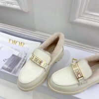 Dior Women Shoes CD Dior Code Loafer White Brushed Calfskin White Shearling (6)