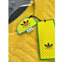 Gucci Women GG Adidas x Gucci Cable Knit Top Yellow Polyamide Trefoil Crewneck Short Sleeves (4)