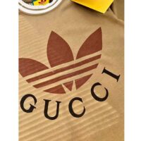 Gucci Women GG Adidas x Gucci Cotton T-Shirt Camel Jersey Trefoil Print Crewneck (8)