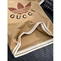 Gucci Women GG Adidas x Gucci Cotton T-Shirt Camel Jersey Trefoil Print Crewneck (8)