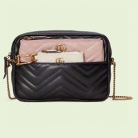 Gucci Women GG Double G Multi-Use Mini Bag Black Pink White Chevron Matelassé Leather (5)