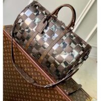 Louis Vuitton LV Unisex Keepall Bandoulière 50 Travel Bag Monogram Chess Coated Canvas PVC (7)