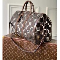 Louis Vuitton LV Unisex Keepall Bandoulière 50 Travel Bag Monogram Chess Coated Canvas PVC (7)