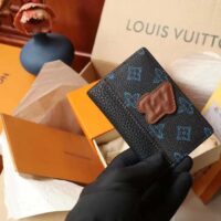 Louis Vuitton LV Unisex Pocket Organizer Blue Monogram Coated Canvas Outside Pocket (3)