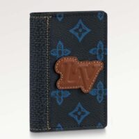 Louis Vuitton LV Unisex Pocket Organizer Blue Monogram Coated Canvas Outside Pocket (3)