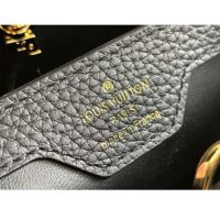 Louis Vuitton LV Women Capucines MM Handbag Black Etain Metallic Gray Taurillon Leather (4)