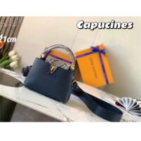 Louis Vuitton LV Women Capucines Mini Handbag Navy Taurillon Leather Python Skin (9)