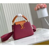 Louis Vuitton LV Women Capucines Mini Handbag Red Taurillon Ostrich Leather (10)