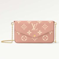 Louis Vuitton LV Women Félicie Pochette Pink Cream Monogram Empreinte Embossed Supple Grained Cowhide (1)