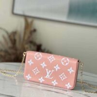 Louis Vuitton LV Women Félicie Pochette Pink Cream Monogram Empreinte Embossed Supple Grained Cowhide (1)