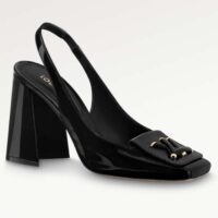 Louis Vuitton LV Women Shake Slingback Pump Black Patent Calf Leather Lambskin 9.5 Cm Heel (8)