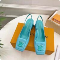 Louis Vuitton LV Women Shake Slingback Pump Blue Patent Calf Leather Lambskin 9.5 Cm Heel (8)