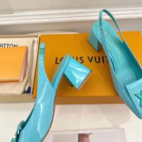 Louis Vuitton LV Women Shake Slingback Pump Blue Patent Calf Leather Lambskin 9.5 Cm Heel (8)