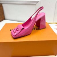 Louis Vuitton LV Women Shake Slingback Pump Pink Patent Calf Leather Lambskin 9.5 Cm Heel (5)