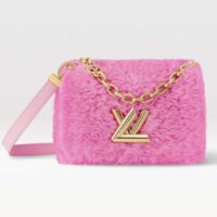 Louis Vuitton LV Women Twist MM Handbag Pink Shearling Smooth Calfskin Leather (4)