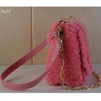 Louis Vuitton LV Women Twist MM Handbag Pink Shearling Smooth Calfskin Leather (4)