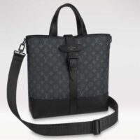 Louis Vuitton Unisex Saumur Tote Monogram Eclipse Coated Canvas Black Cowhide Leather (5)