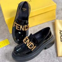 Fendi Women FF Fendigraphy Black Leather loafers 5 Cm Heel (11)