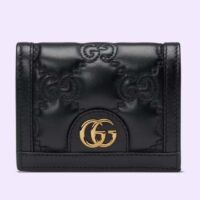 Gucci Unisex GG Marmont Card Case Wallet Black GG Matelassé Leather Double G (5)