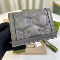 Gucci Unisex GG Marmont Card Case Wallet Grey GG Matelassé Leather Double G (9)