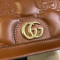 Gucci Unisex GG Marmont Card Case Wallet Light Brown GG Matelassé Leather Double G (7)