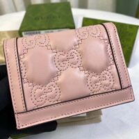 Gucci Unisex GG Marmont Card Case Wallet Light Pink GG Matelassé Leather Double G (7)