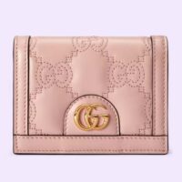 Gucci Unisex GG Marmont Card Case Wallet Light Pink GG Matelassé Leather Double G (7)