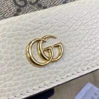 Gucci Unisex GG Marmont Card Case Wallet White Double G Beige Ebony Supreme Canvas (6)