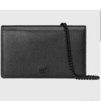 Gucci Unisex GG Marmont Chain Wallet Black Leather Double G (2)