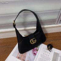 Gucci Women GG Aphrodite Small Shoulder Bag Black Soft Leather Shiny (6)