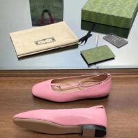 Gucci Women GG Ballet Flat Double G Pink Leather Sole Flat 1 Cm Heel (13)