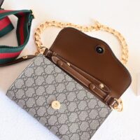 Gucci Women GG Horsebit 1955 Mini Bag Brown Beige Ebony GG Supreme Canvas (2)