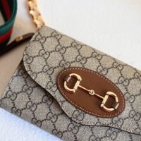 Gucci Women GG Horsebit 1955 Mini Bag Brown Beige Ebony GG Supreme Canvas (2)