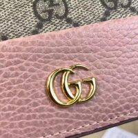 Gucci Women GG Marmont Card Case Wallet Pink Double G Beige Ebony Supreme Canvas (2)