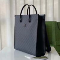 Gucci Women Medium Tote Bag Interlocking G Black GG Supreme Canvas (6)