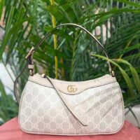 Gucci Women Ophidia Small Handbag Beige White GG Supreme Canvas Double G (7)