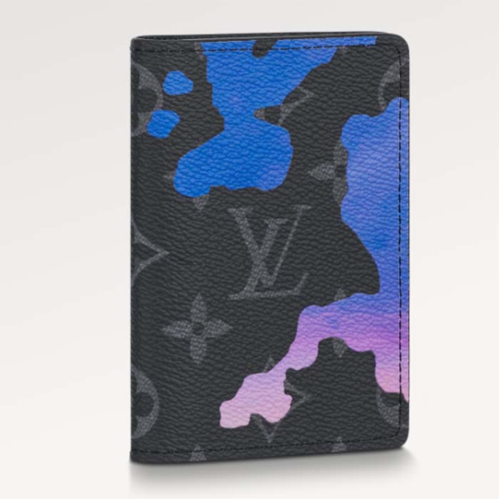 Louis Vuitton LV Unisex Pocket Organizer Blue Sunrise Monogram Eclipse Coated Canvas